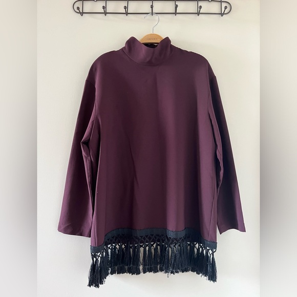 Burgundy Zara tunic with fringes 💜 - Picture 1 of 4
